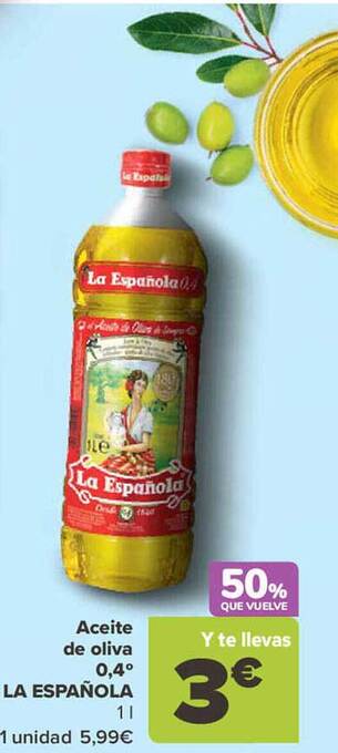 Carrefour Aceite de oliva 0.4° la española oferta