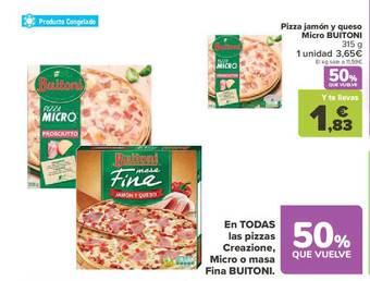 Carrefour Pizza jamón y queso micro buitoni oferta