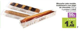 Carrefour Bizcocho cake marble tradicional o con chips de chocolate oferta