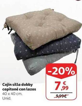 Alcampo Cojín silla dobby capitoné con lazos oferta