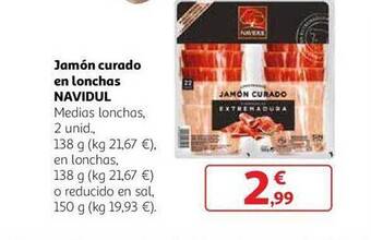 Alcampo Jamón curado en lonchas navidul oferta
