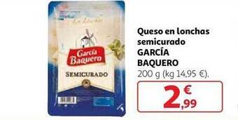 Alcampo Queso en lonchas semicurado garcía baquero oferta