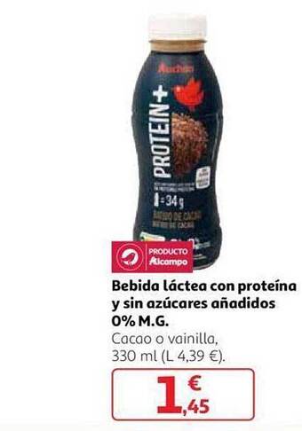 Alcampo Bebida láctea con proteína y sin azúcares añadidos 0% m.g. oferta