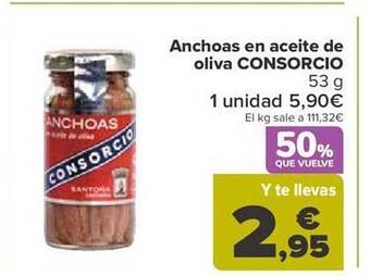 Carrefour Anchoas en aceite de oliva consorcio oferta