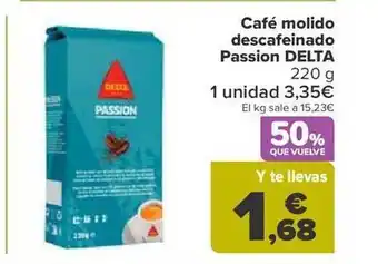 Carrefour Café molido descafeinado passion delta oferta