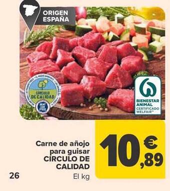 Carrefour Carne de añojo para guisar circulo de calidad oferta