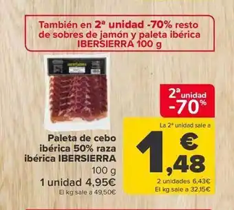 Carrefour 2a unidad -70% paleta de cebo ibérica 50% raza ibérica ibersierra oferta