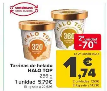 Carrefour 2a unidad -70% tarrinas de helado halo top oferta