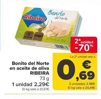 Carrefour 2a unidad -70% bonito del norte en aceite de oliva ribeira oferta