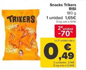 Carrefour 2a unidad -70% snacks trikers risi oferta