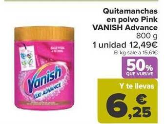 Carrefour Quitamanchas en polvo pink vanish advance oferta