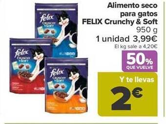 Carrefour Alimento seco para gatos felix crunchy & soft oferta