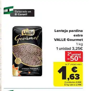 Carrefour 2a unidad -50% lenteja pardina extra valle gourmet oferta