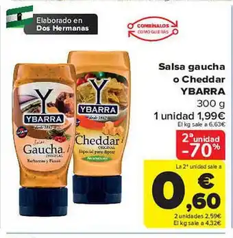 Carrefour 2a unidad -70% salsa gaucha o cheddar ybarra oferta