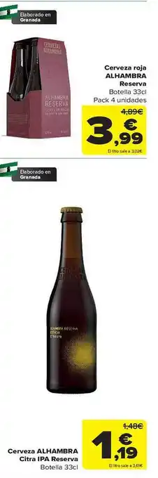 Carrefour Cerveza roja alhambra reserva cerveza alhambra citra ipa reserva oferta
