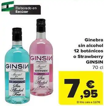 Carrefour Ginebra sin alcohol 12 botánicos o strawberry ginsin oferta