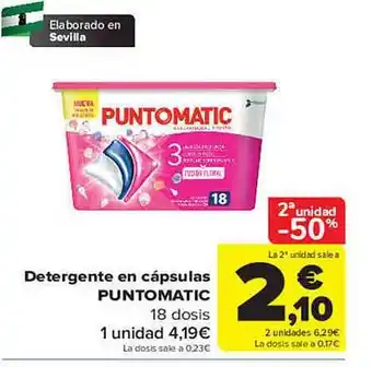 Carrefour 2a unidad -50% detergente en cápsulas puntomatic oferta