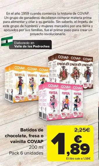 Carrefour Batidos de chocolate, fresa o vainilla covap oferta