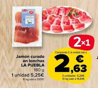 Carrefour Market Jamón curado en lonchas la puebla oferta