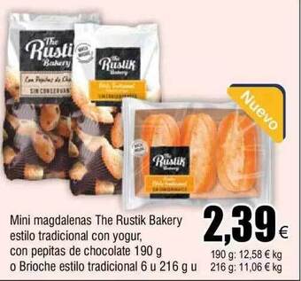 FROIZ Mini magdalenas the rustik bakery estilo tradicional con yogur con pepitas de chocolate o brioche estilo tradicional oferta