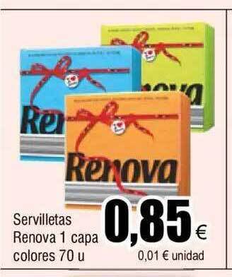 FROIZ Servilletas renova 1 capa colores oferta
