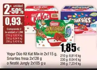FROIZ Yogur dúo kit kat mix-in smarties fresa o nestlé jungly oferta