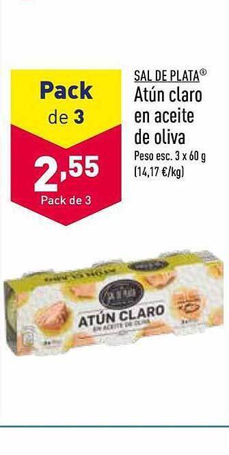 ALDI Sal de plata atún claro en aceite de oliva oferta