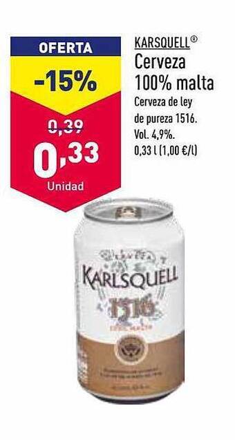 ALDI Karsquell cerveza 100% malta oferta