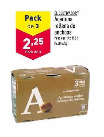 ALDI El cultivador aceituna rellena de anchoas oferta