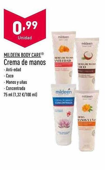ALDI Mildeen body care crema de manos oferta