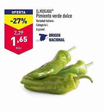 ALDI El mercado pimiento verde dulce oferta