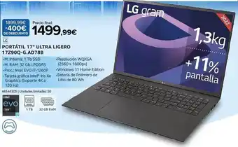 Costco Lg gram portátil 17 oferta