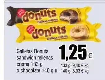 FROIZ Galletas donuts sandwich rellenas crema o chocolate oferta