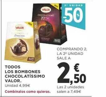 Supercor 2a unidad -50% todos los bombones chocolatíssimo valor oferta