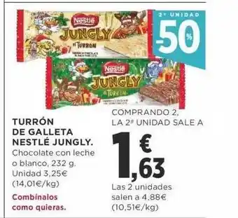 Supercor 2a unidad -50% turrón de galleta nestlé jungly oferta