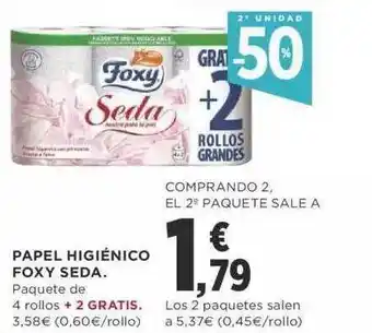 Supercor 2a unidad -50% papel higiénico foxy seda oferta
