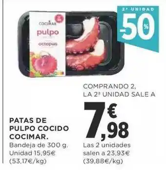 Supercor 2a unidad -50% patas de pulpo cocido cocimar oferta