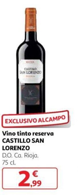 Alcampo Vino Tinto Reserva Castillo San Lorenzo oferta