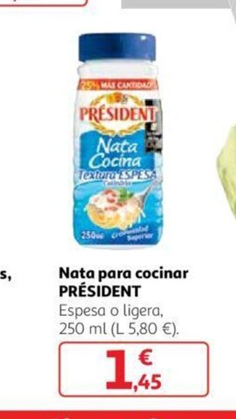 Alcampo Nata Para Cocinar President oferta