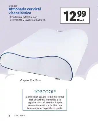 Lidl Meradiso Almohada cervical viscoelástica oferta
