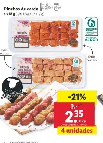 Lidl Pinchos de cerdo 4x85gg oferta
