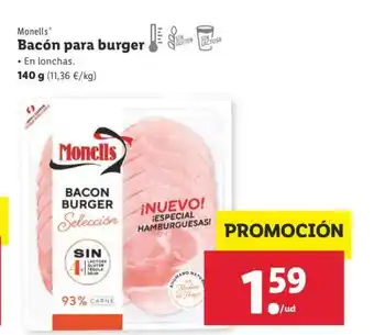 Lidl Monells Bacón para burger 140g oferta