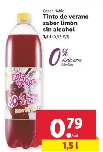 Lidl Tinto de verano sabor limón sin alcohol 1,5L oferta
