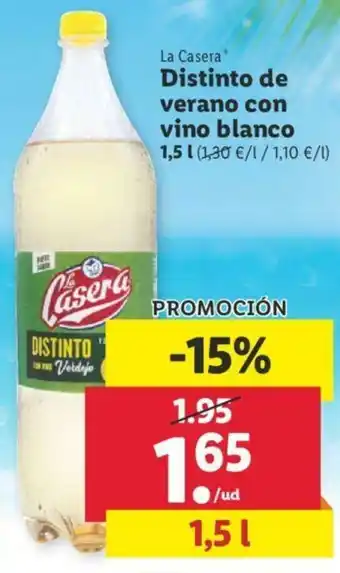 Lidl La Casera Distinto de verano con vino blanco 1,5L oferta