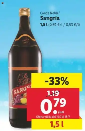 Lidl Conde noble Sangría 1,5L oferta