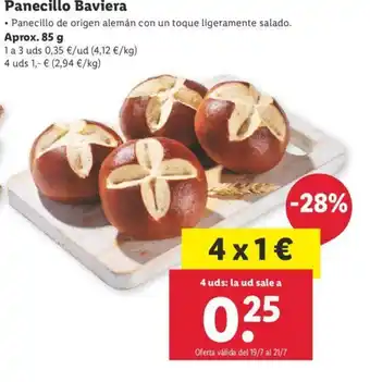 Lidl Panecillo Baviera 85 g oferta