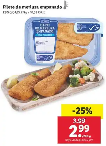 Lidl Filete de merluza empanado 280g oferta