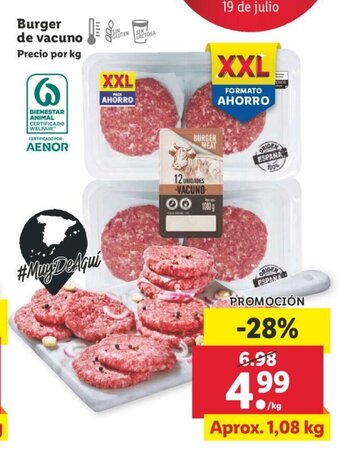 Lidl Burger de vacuno oferta