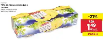Lidl Freshona Piña en rodajas en su jugo 3x228mk oferta