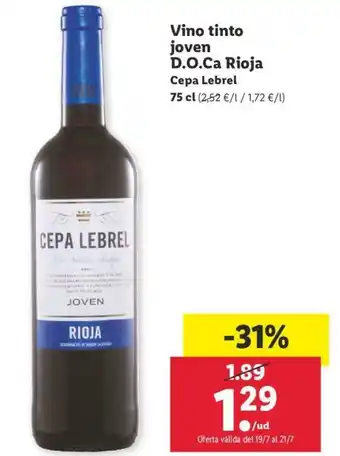 Lidl Vino Tinto joven D.O.Ca Rioja 75cl oferta